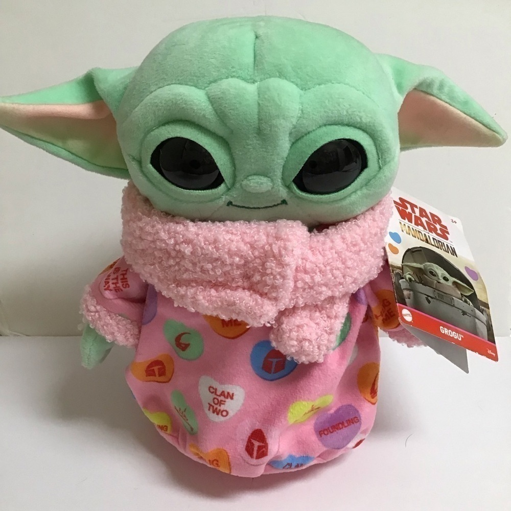 Disney Mandalorian Grogu Valentine Hearts Plush 9" Baby Yoda Mattel Star Wars
